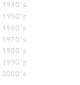 Text Box: 1940’s1950’s1960’s1970’s1980’s1990’s2000’s